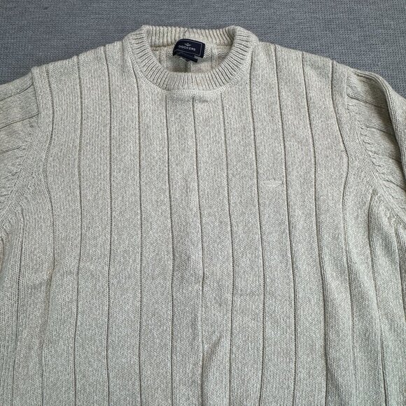 Dockers Mens Size Large Beige Oatmeal Ribbed Knit Crewneck Sweater Long Sleeve - Picture 3 of 10